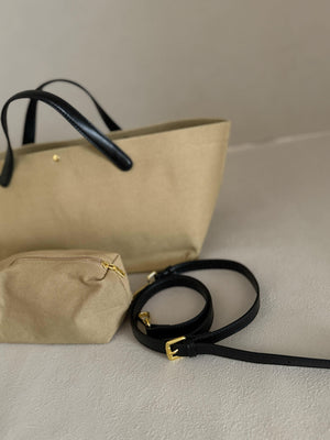 レザーハンドルキャンバストート