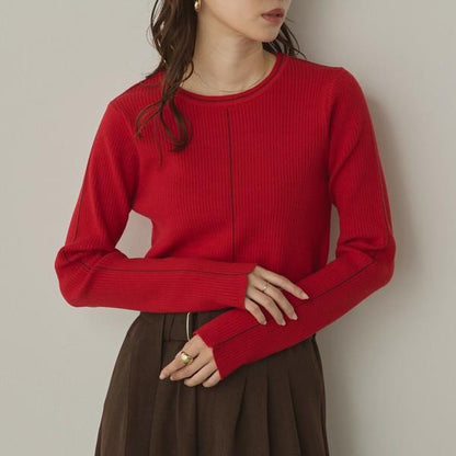 バイカラースリムニットプルオーバー