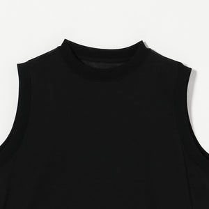 コットンナイロン クルーネック ノースリーブ Tシャツ