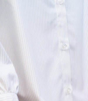 ストライプギャザースリーブブラウス