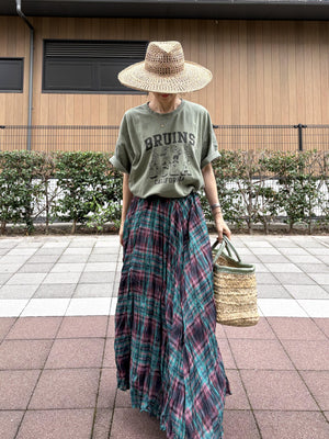 ワッシャープリーツチェックスカート