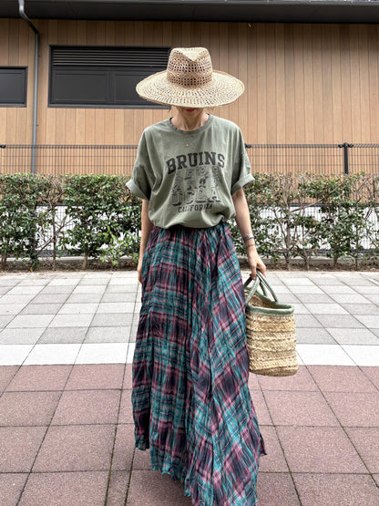 ワッシャープリーツチェックスカート