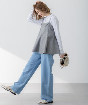 ライトダンガリー ワイドパンツ