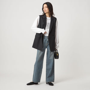 ツイードライク ジレ マシンウォッシャブル 帯電防止