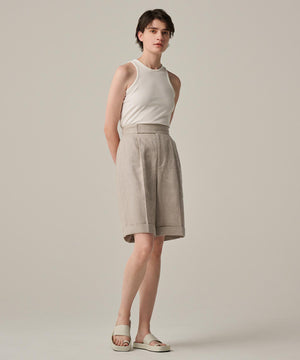 ヘリンボーン リネン ショートパンツ（uncrave WHITE）