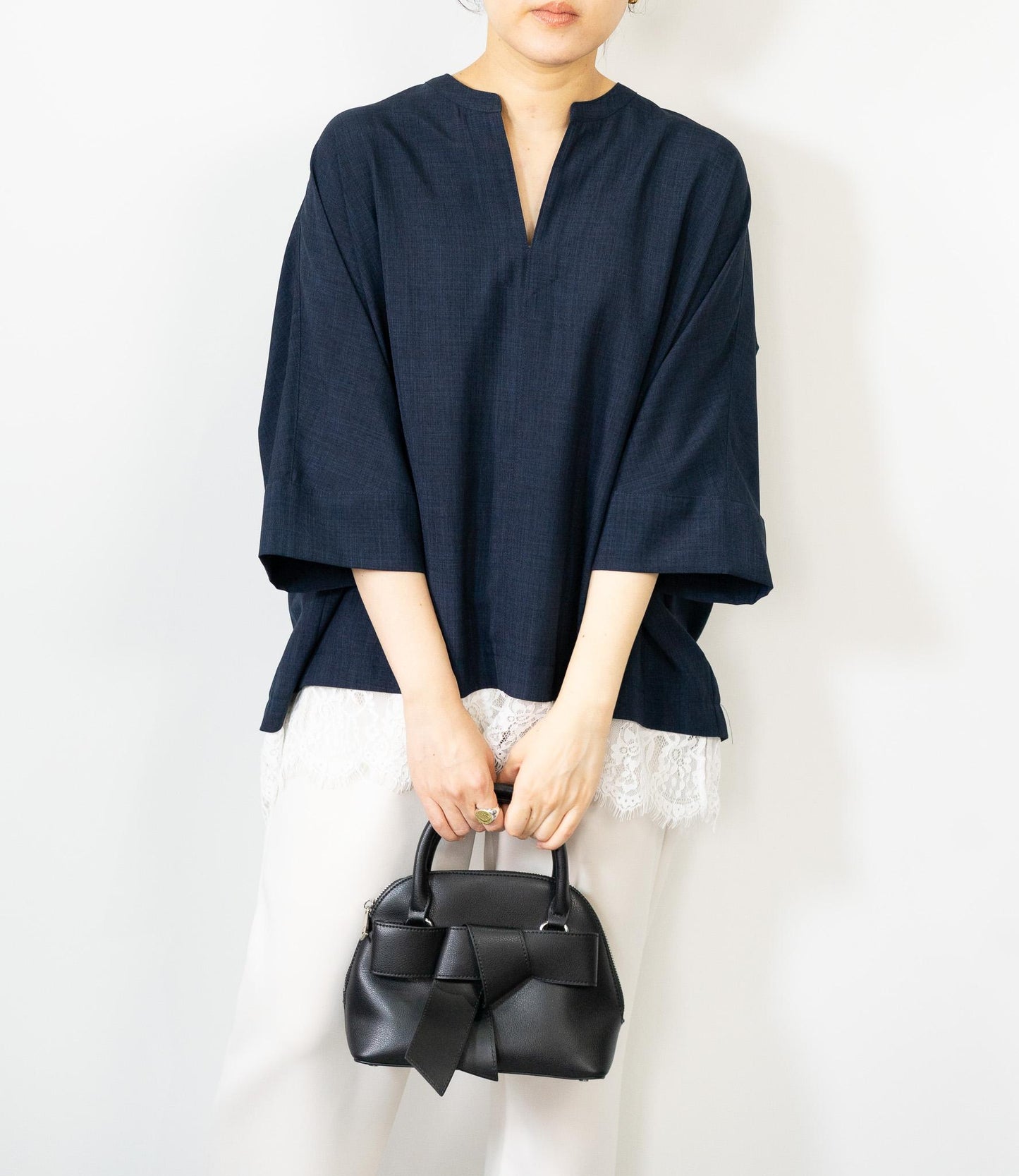 レースドッキングスキッパーブラウス