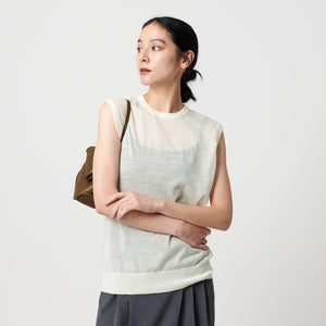 ウールナイロン シアーノースリーブニット