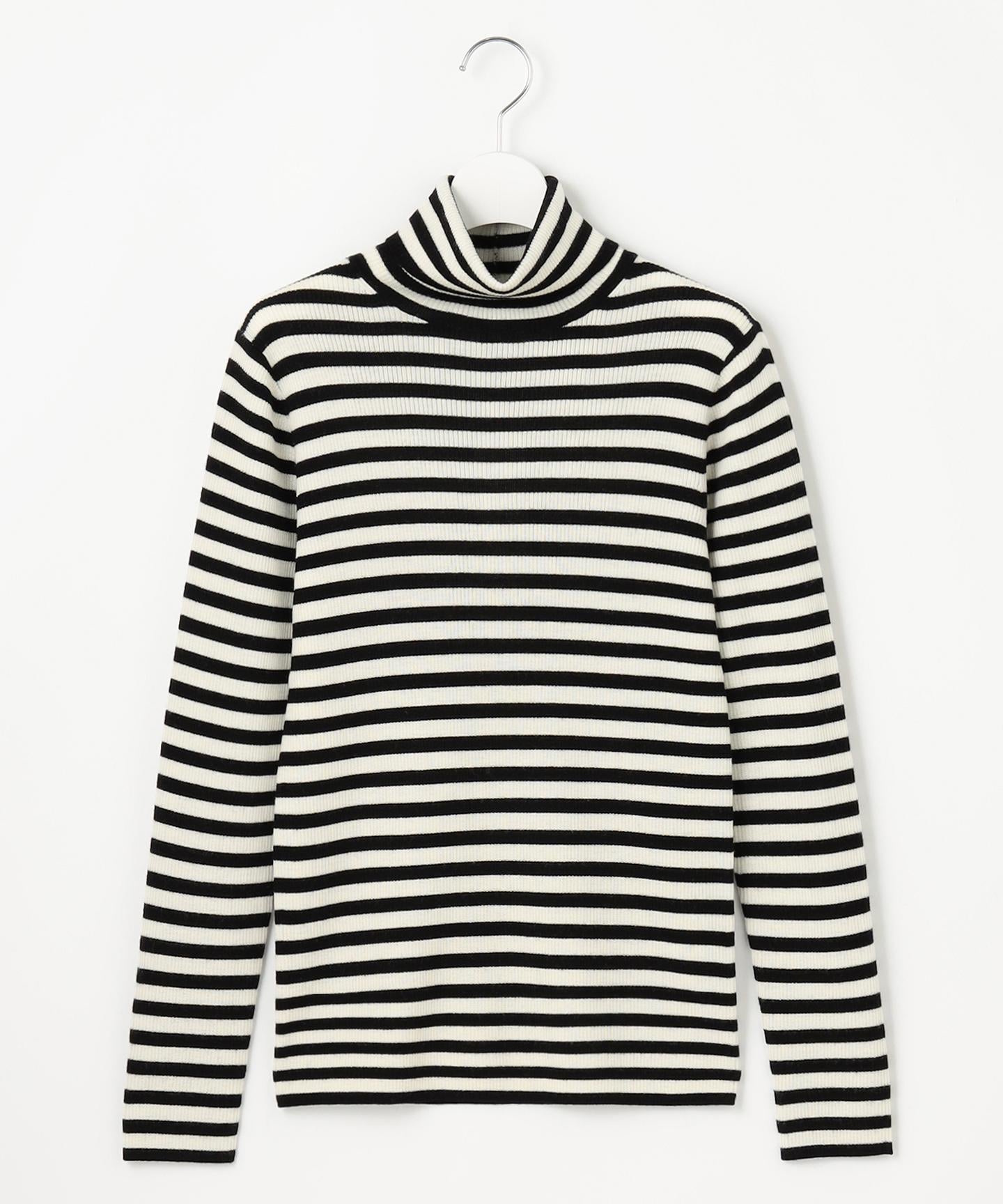 ウーステッドウール リブタートルネック ニット