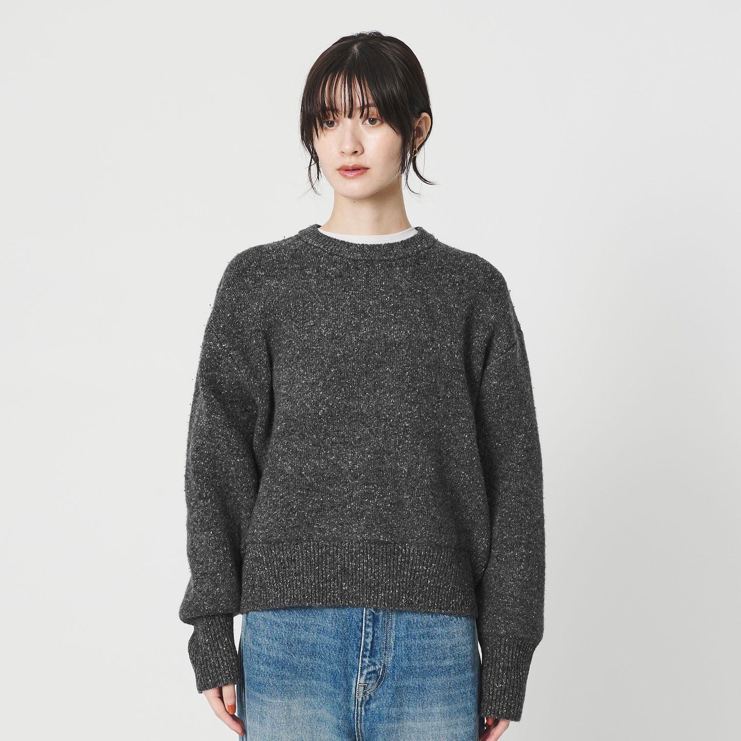 ウールブレンド シルクネップ ニットプルオーバー