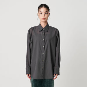 シアー レギュラーカラー ソリッドシャツ