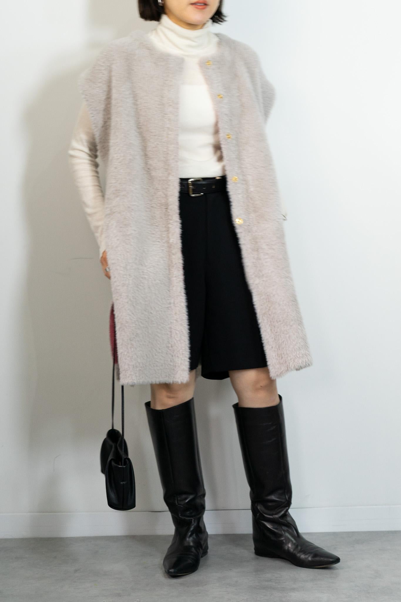 バイカラーテープシャギーニットベスト