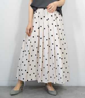 ランダムドットミモレタックスカート