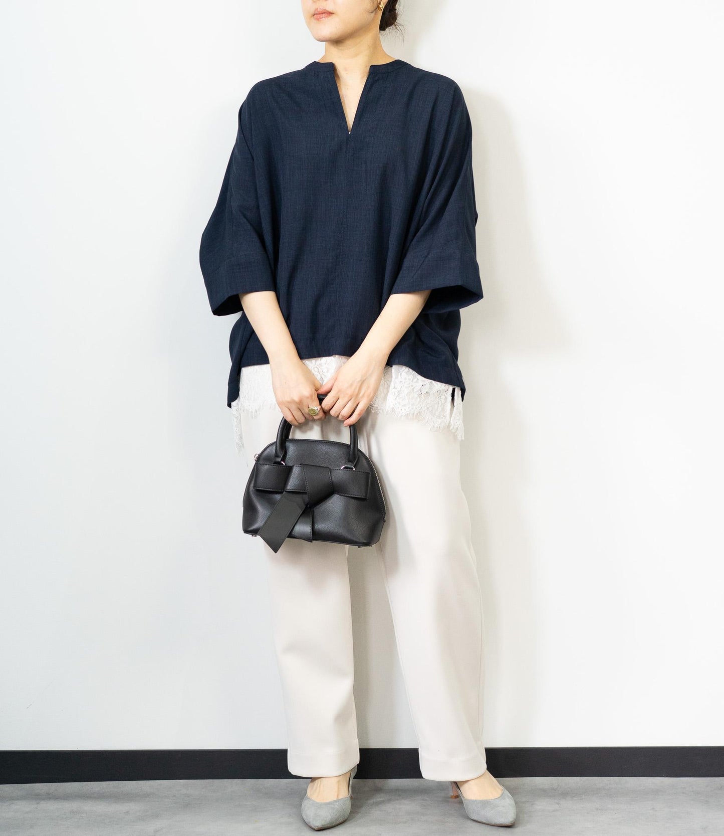 レースドッキングスキッパーブラウス