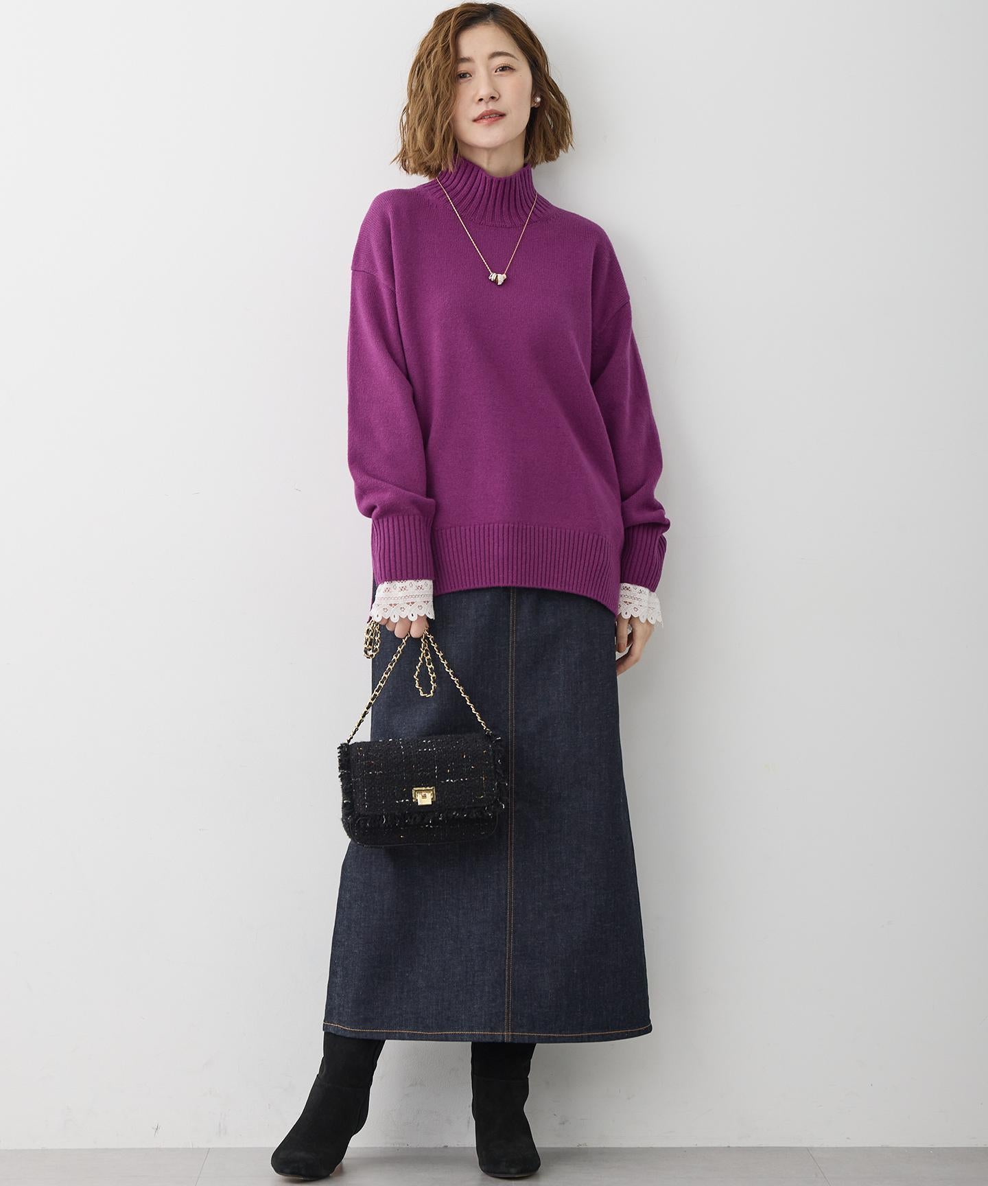 ナチュラルコットンベア レースレイヤード カットソー