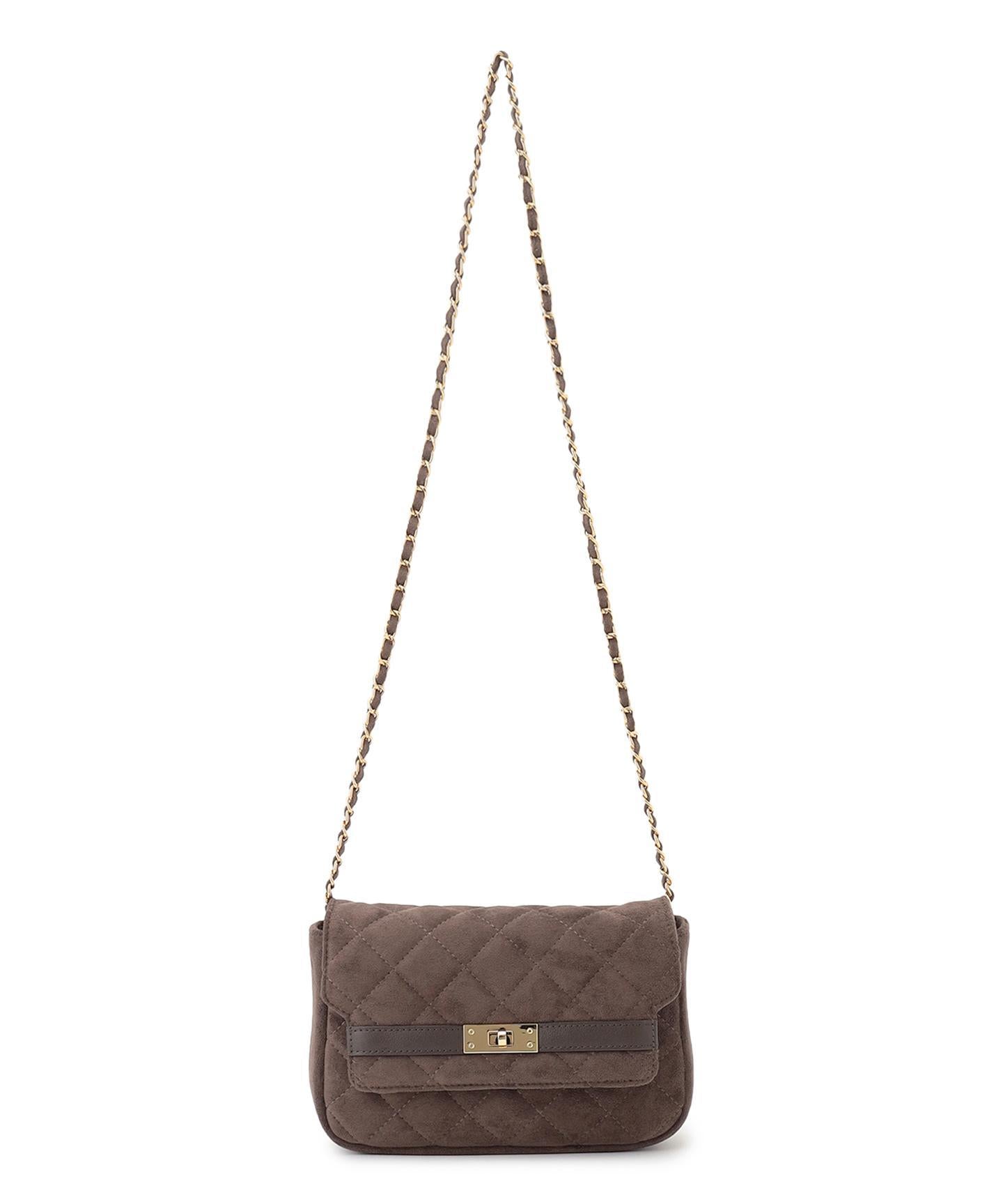 スエード キルティング ショルダーバッグ