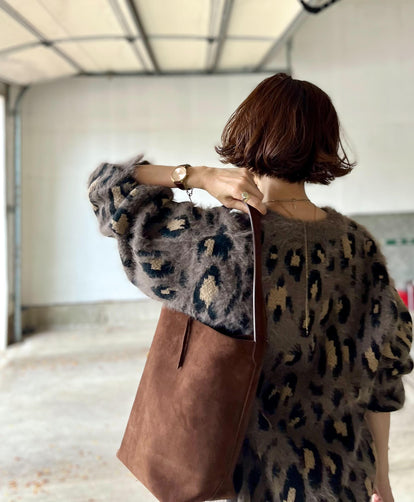 アンゴラレオパードカーディガン – &DROBE (アンドローブ)