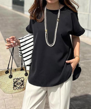 バックジップジョーゼットTブラウス