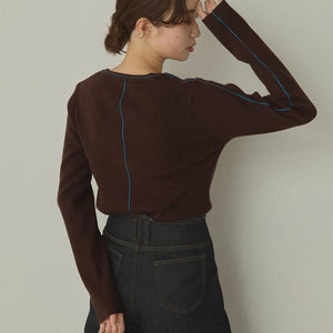 バイカラースリムニットプルオーバー