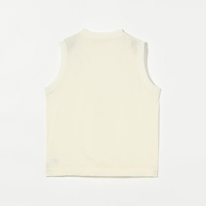 コットンナイロン クルーネック ノースリーブ Tシャツ
