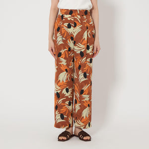 アート フラワー プリント パンツ