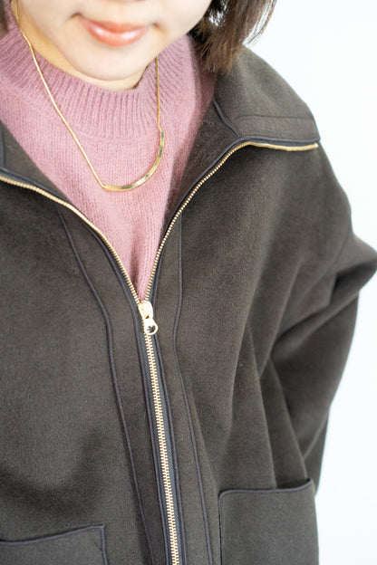 ニットパイルステンカラーコート