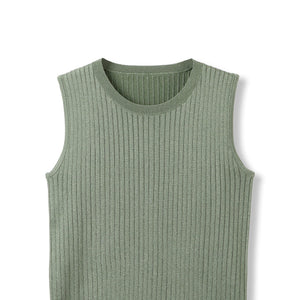 ブライトワイドリブスリーブレスニット≪手洗い可能≫