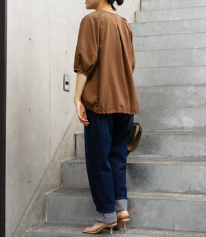 ストライプスキッパーパフブラウス