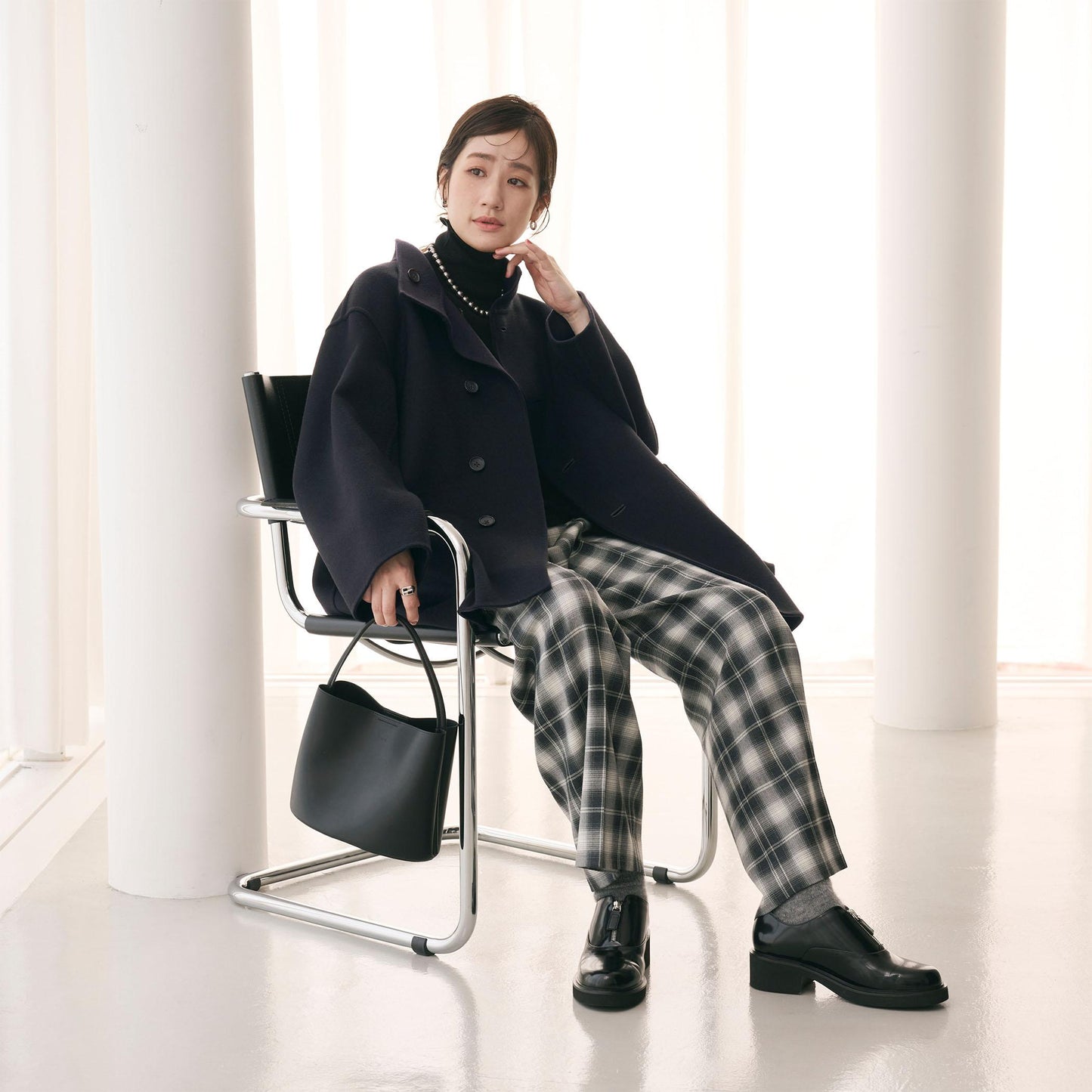 バイカラー リバー Aライン コート