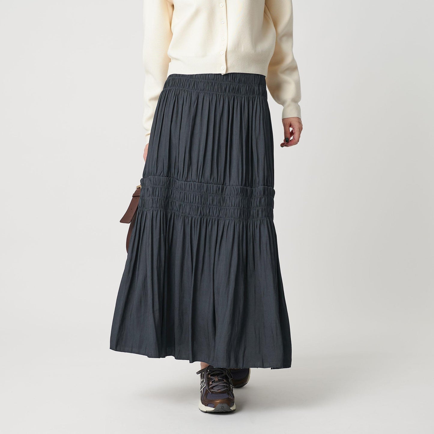 【WEB限定】シャーリング キリカエ フレアスカート