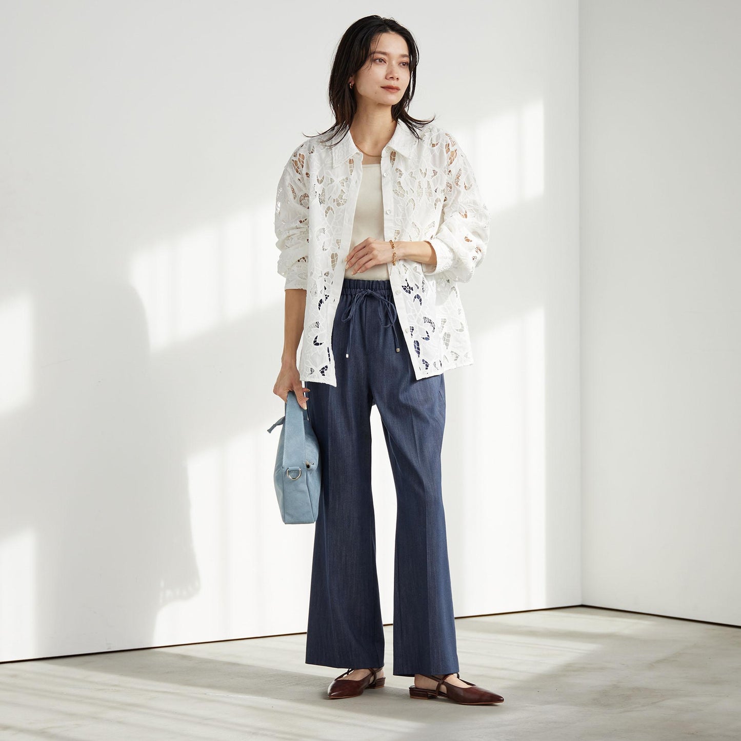 ［size SHORT/TALLあり］ニーハイフレアパンツ デニム 2 ストレッチ