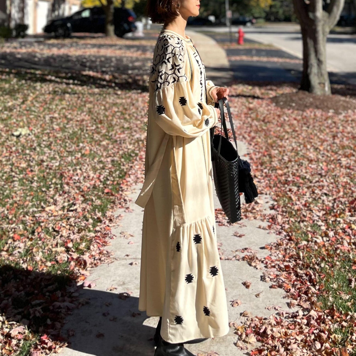 タッセルフォークロア刺繍ワンピース