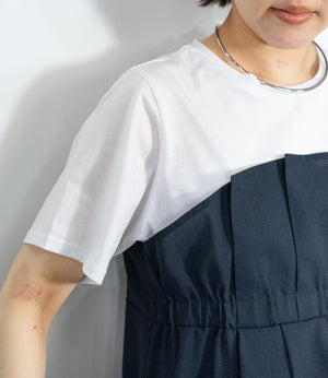異素材ドッキングペプラムTシャツ