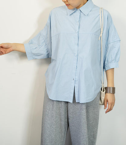 ギャザースリーブ半袖シャツ