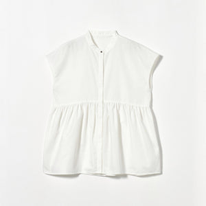 スタンドネック ペプラム フレンチスリーブ ブラウス