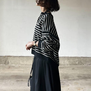 ゆったりボーダーニットカーディガン