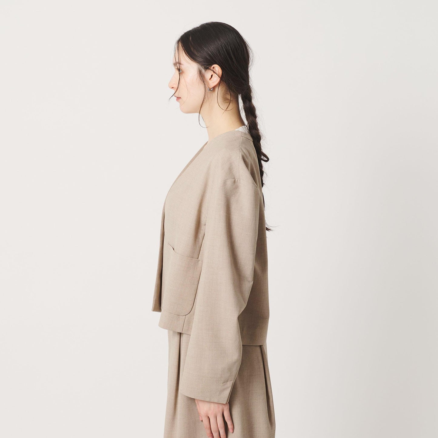 ポリエステルブレンド カラーレス ショートジャケット