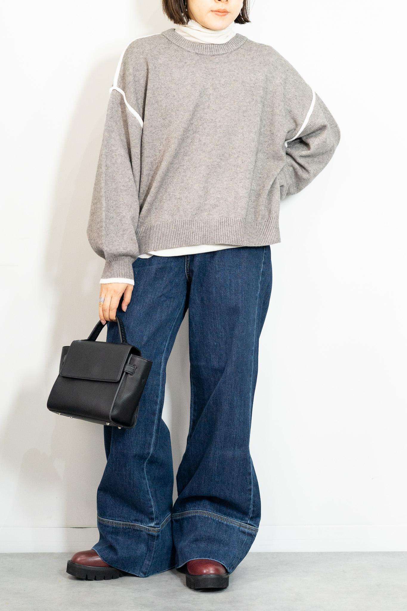 バイカラーラインニット