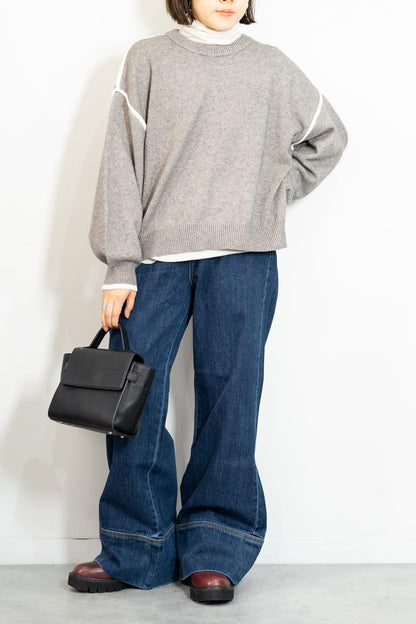 バイカラーラインニット