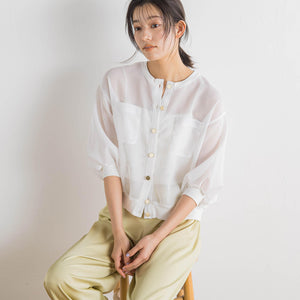 変わり織メッシュカーディガン≪手洗い可能≫