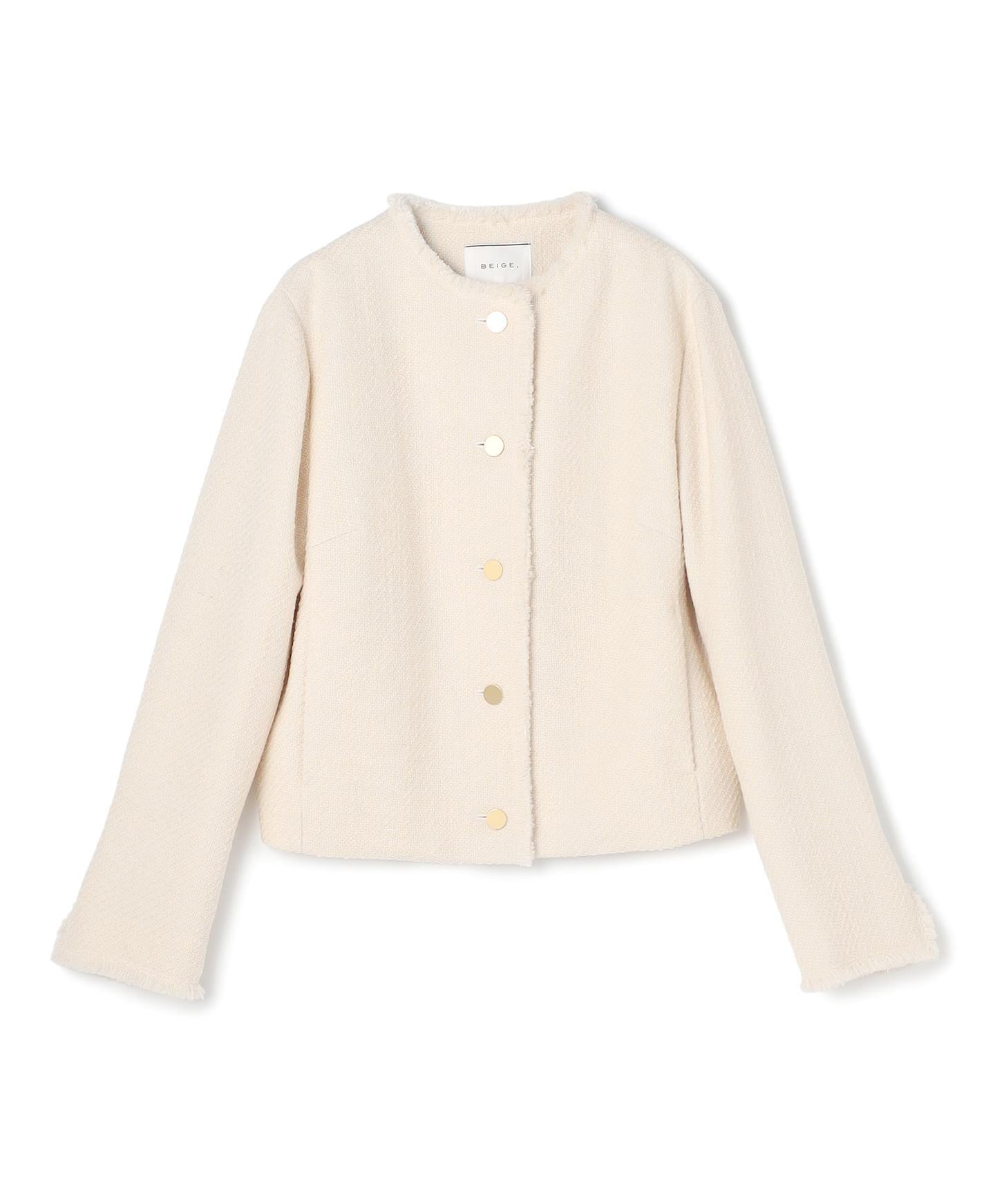 MULLIN / ウールツイードメタルボタンノーカラージャケット