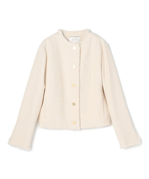 MULLIN / ウールツイードメタルボタンノーカラージャケット