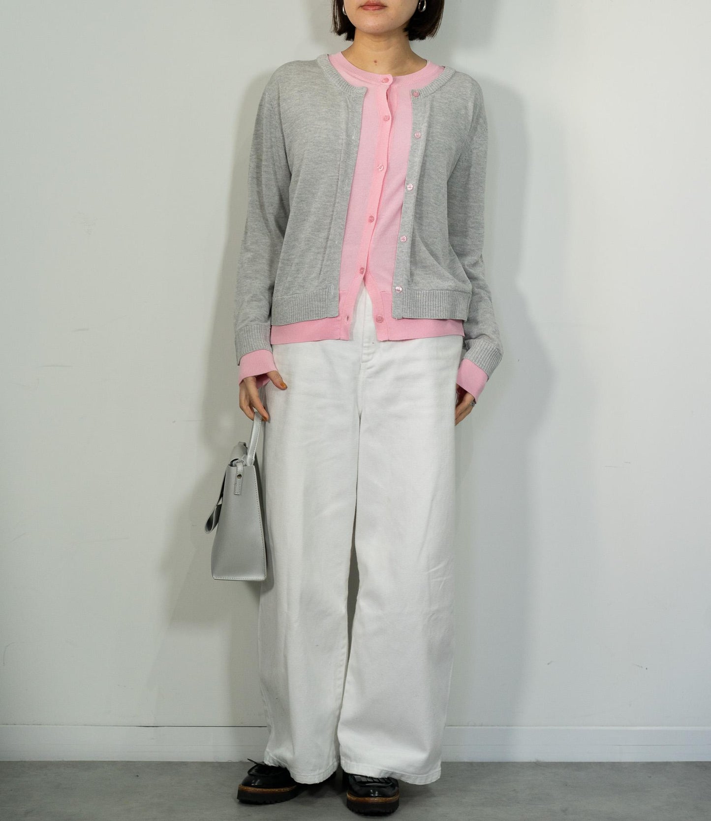 レイヤード風バイカラーカーディガン