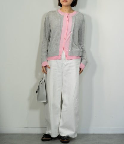 レイヤード風バイカラーカーディガン