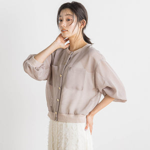 変わり織メッシュカーディガン≪手洗い可能≫