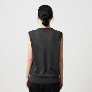 ウールナイロン シアーノースリーブニット