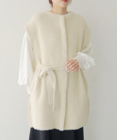 バイカラーテープシャギーニットベスト