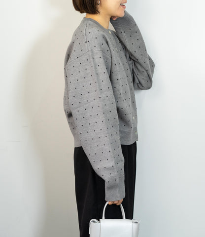 ドットニットブルゾンカーディガン