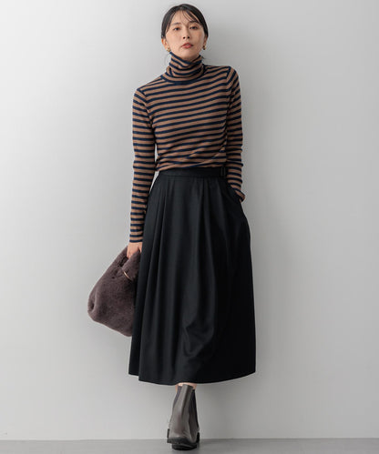 ウーステッドウール リブタートルネック ニット