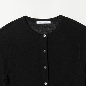 ウールナイロン クルーネックハーフスリーブカーディガン
