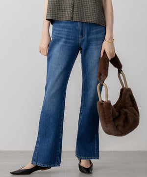 スリット ストレート デニム